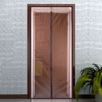 魔术贴大防蚊帘纱夏季定做磁性软加密宿舍静音纱窗布艺卧室 咖啡色 80宽*215高