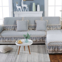 沙发垫冬季毛绒布艺欧式客厅防滑沙发套四季通用沙发罩巾 欧莱雅-银灰 80*70
