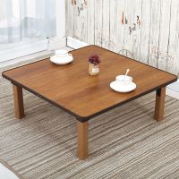 折叠桌 炕桌家用地桌榻榻米飘窗折叠矮餐桌床上简易饭桌圆桌方桌 棕木纹70*70