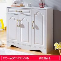 欧式鞋柜家用口大容量玄关柜简易经济型多层简约收纳防尘鞋架子 B款三门暖白色