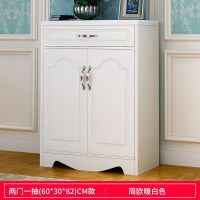欧式鞋柜家用口大容量玄关柜简易经济型多层简约收纳防尘鞋架子 C款两门暖白色