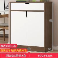 简易多层鞋柜玄关厅柜鞋柜子鞋柜鞋架多功能鞋架经济型鞋柜家用 60CM拉丝黑橡木色[小号带抽]