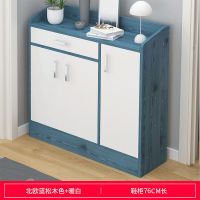 鞋柜家用简易口鞋架鞋柜防尘储物柜客厅鞋柜收纳架省空间玄关柜 C款北欧蓝松木色