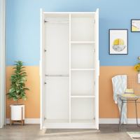 衣柜实木简易两储物柜卧室家具出租房家用四木质组装收纳柜子 暖白色 4门180高140宽50深