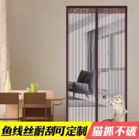 大防蚊帘高档家用加密加厚农村免打孔磁性纱外魔术贴 金刚款[咖啡色]+魔术贴 80*205