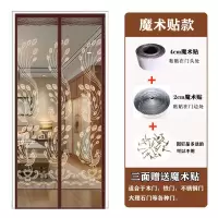 免打孔加宽魔术贴纱帘自粘家用高档磁性防蚊虫蝇纱窗网静音 加宽静音孔雀花纹 宽90*高210
