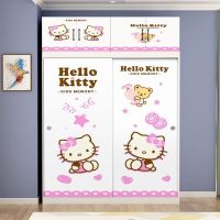 现代简约推拉衣柜卡通儿童男女孩木质柜子组合卧室整体定制烤漆 长80衣柜+顶柜(图案留言)