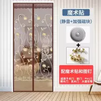 大尺寸防蚊帘 外免打孔粘贴磁性纱窗帘卧室家用隔断定制 绣花咖啡(魔术贴款) 90*200