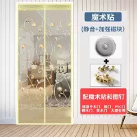 大尺寸防蚊帘 外免打孔粘贴磁性纱窗帘卧室家用隔断定制 绣花米黄(魔术贴款) 100*220