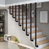 简约现代楼梯扶手室内隔断防护栏杆北欧铁艺家用阁楼围栏 七字型/一米圆管