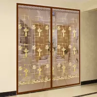魔术贴防蚊帘夏季高档磁铁纱窗家用沙帘磁性纱加密粘纱窗纱网 咖啡福字（全磁铁+超宽魔术贴） 90宽195高（门框外边尺寸）