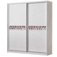 定制推拉现代简约衣柜环保木塑移卧室橱柜包覆同色滑动 天使白百叶