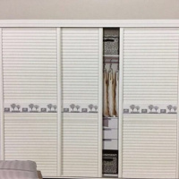 定制推拉现代简约衣柜环保木塑移卧室橱柜包覆同色滑动 祥云暗花