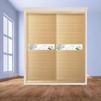 定制推拉现代简约衣柜环保木塑移卧室橱柜包覆同色滑动 黄象木色