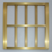 红木纹银白金橡金色乳白咖啡灰色香槟黑色铝合金防盗窗网厂家直销 金色不包边