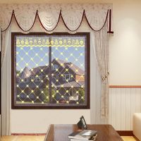 防蚊纱窗纱网自粘型魔术贴非简易磁性帘家用沙窗帘可拆卸免打孔 磁铁梅花刺绣咖啡色 150*130