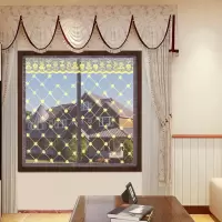 防蚊纱窗纱网自粘型魔术贴非简易磁性帘家用沙窗帘可拆卸免打孔 磁铁梅花刺绣咖啡色 80*100