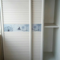 定做衣柜移木塑板百叶铝合金壁柜简约橱柜滑动 暖白包覆加厚