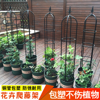 阳台玫瑰爬藤架铁线莲支架花园花铁艺月季花架室外攀爬植物支撑杆