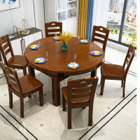 实木餐桌椅组合方圆两用伸缩折叠现代简约小户型家用圆桌吃饭桌子