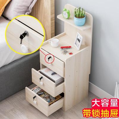 床头柜简约现代卧室小型带锁收纳柜简易床边柜欧式仿实木储物柜子