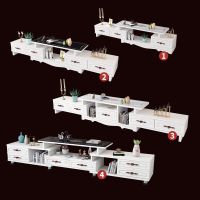 电视柜茶几组合简约现代欧式小户型客厅钢化玻璃伸缩电视机柜