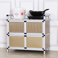 碗柜简易橱柜茶水柜铝合金灶台厨房柜子不锈钢储物柜阳台柜餐边柜
