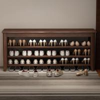 鞋架简易口经济型室内好看多层鞋架子收纳入实木可坐家用鞋柜 北欧3层120#黑胡桃色