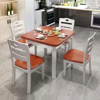 小户型餐桌椅组合饭桌多功能可伸缩折叠家用方桌吃饭桌子实木餐桌 地中海颜色 单桌