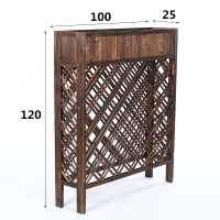 防腐木隔断花架子户外阳台网格花盆架餐厅客厅室内实木装饰置物架 碳化色[长100*宽25*高120] 大