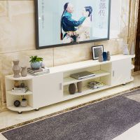 新款时尚小户型钢化玻璃电视柜迷你组合窄地柜简单转角简约现代 1.8米全白色