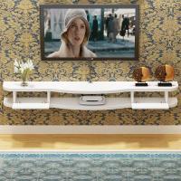 现代简易电视柜壁挂客厅卧室机顶盒置物架隔板小户型挂墙吊柜壁柜 无痕钉免打孔安装 1米柚木色+柚木门