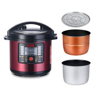 商用电压力锅8l/12l/15l/26l/33l40l/大容量高压锅饭煲双胆 8L新款红色双胆蒸格+插座+密封圈