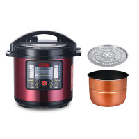 商用电压力锅8l/12l/15l/26l/33l40l/大容量高压锅饭煲双胆 8L新款酒红色单胆+插座+密封圈蒸格