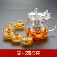 海林王蒸茶壶蒸汽煮茶器耐热加厚玻璃煮茶器茶壶花茶壶电陶炉家用 900ML企鹅蒸茶壶+6双层杯