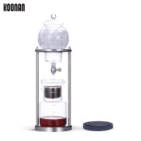 冰滴咖啡壶 家用滴漏式冰滴冷萃壶玻璃 冰萃咖啡日式茶滴壶|银色+垫子
