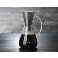 家用耐热透明玻璃分享壶v60手冲咖啡滴漏壶过滤杯器具|玻璃把压嘴壶600ml+不锈钢滤网