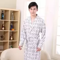 纯棉质睡袍男春秋夏季长袖性感浴袍男士中长款加大码睡衣家居服