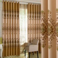 加厚遮光布欧式窗帘成品客厅卧室落地窗单面印花窗帘布成品窗帘xw