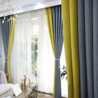 北欧风双色拼接简约现代窗帘成品卧室客厅定制窗帘布落地窗全遮光