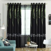 北欧风格网红窗帘成品全遮半遮光简约现代热带雨林ins飘网红卧室