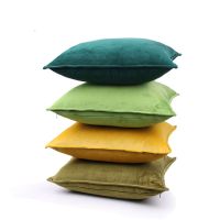 天鹅绒现代床上抱枕套简约纯色客厅沙发靠枕正方形24色北欧靠垫