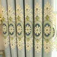 欧式绣花窗帘成品客厅卧室婚房落地窗飘窗遮光布送罗马杆轨道