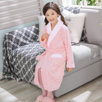 儿童睡袍法兰绒宝宝女童睡衣中大童女孩加长浴袍男孩珊瑚绒家居服