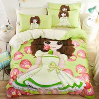 纯棉卡通四件套全棉公主床单被套男女童三件套儿童单双人床上用品