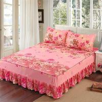 床裙+枕套一对 床裙单件可选择加厚磨毛三件套床罩床裙床裙三件套