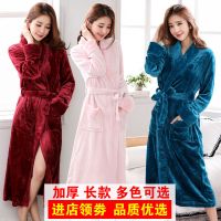 秋冬季睡袍女胖mm加肥加大码宽松200斤浴袍男加厚加长款情侣睡衣