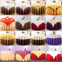 欧式双层酒店餐桌布饭店餐厅大圆桌桌布婚礼婚庆圆形台布布艺定做