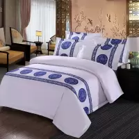 被套宾馆中式床单酒店纯棉四件套全棉简约客栈民宿五星级床上用品