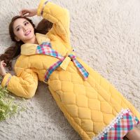 睡袍女士冬季加厚长款甜美珊瑚绒三层夹棉法兰绒夹棉女士浴袍棉袄